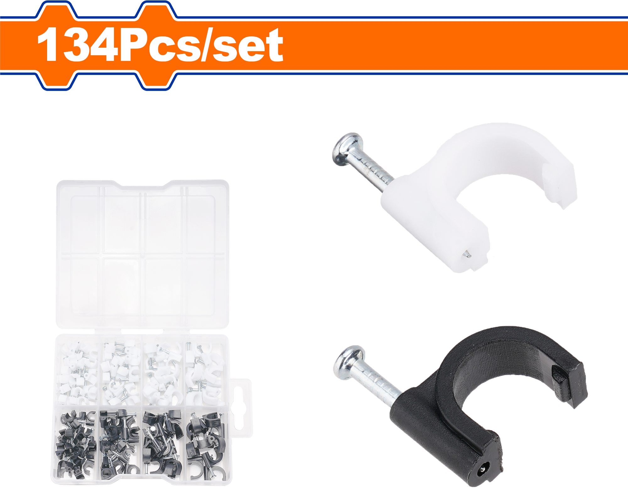 WFQAB01.png Wadfow - 134 Piece Cable Clip Kit - Image 1
