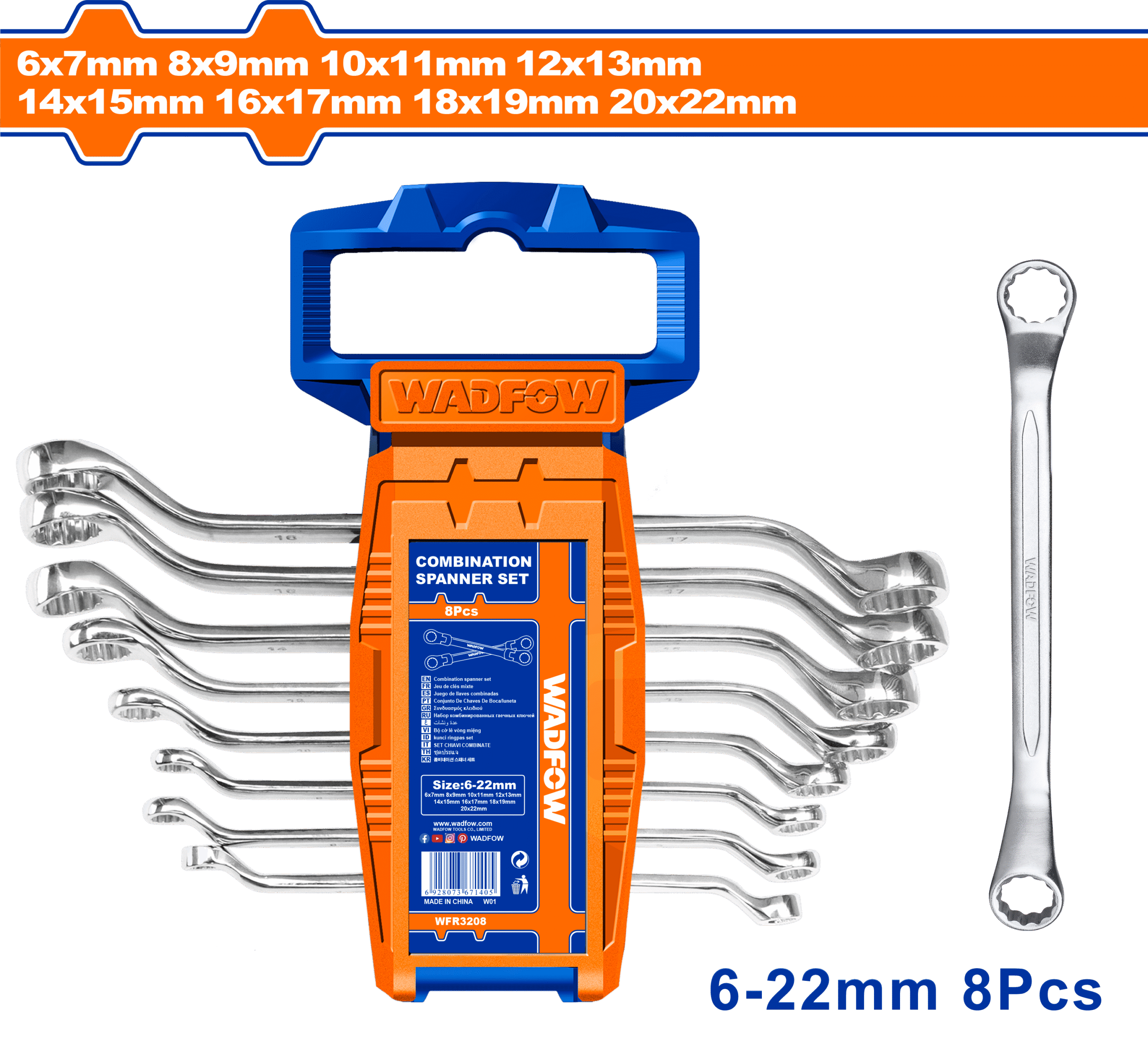 WFR3208.png Wadfow - 8 Piece Offset Ring Spanner Set - Image 1