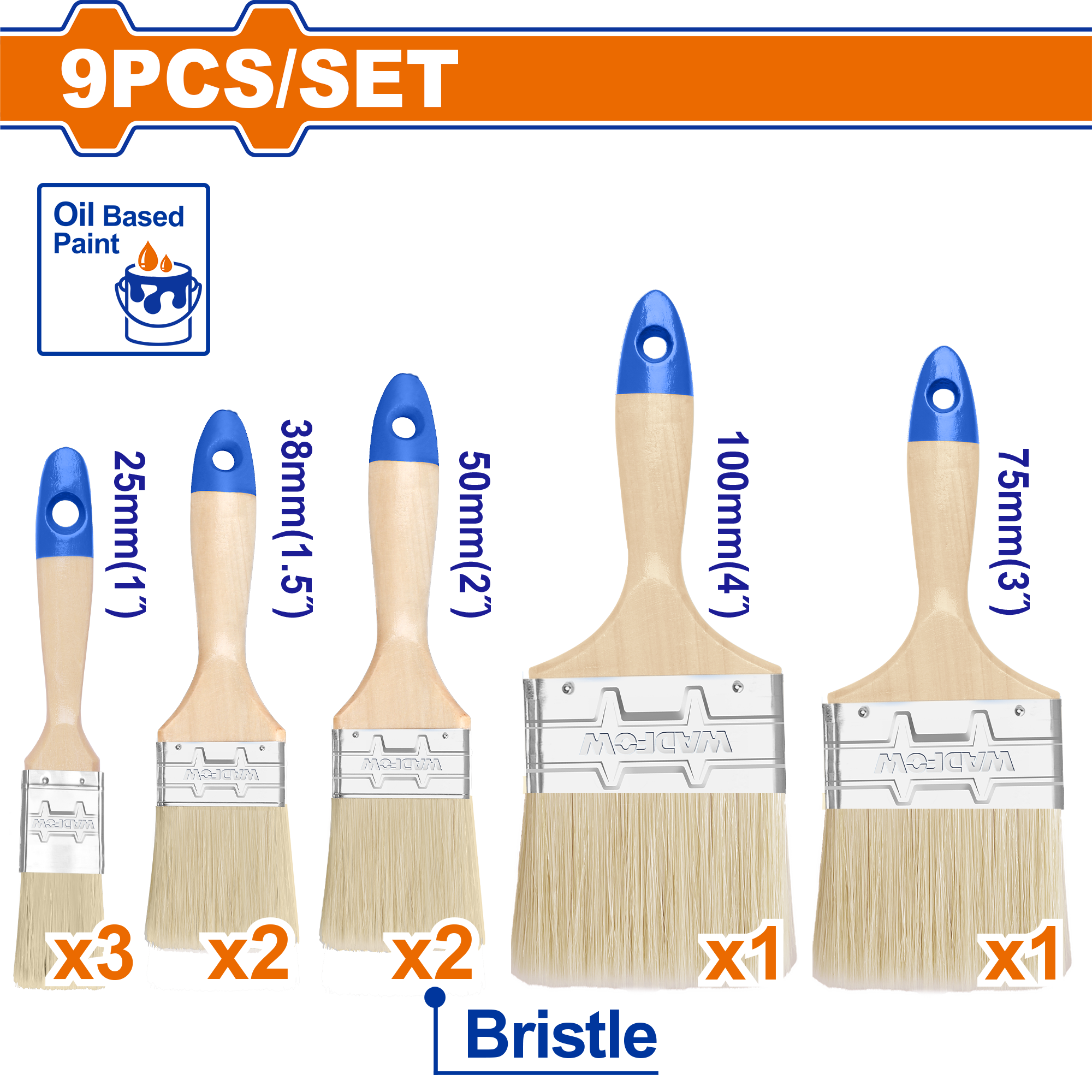 WPB2491.png Wadfow - 9 Piece Paint Brush Set - Image 1