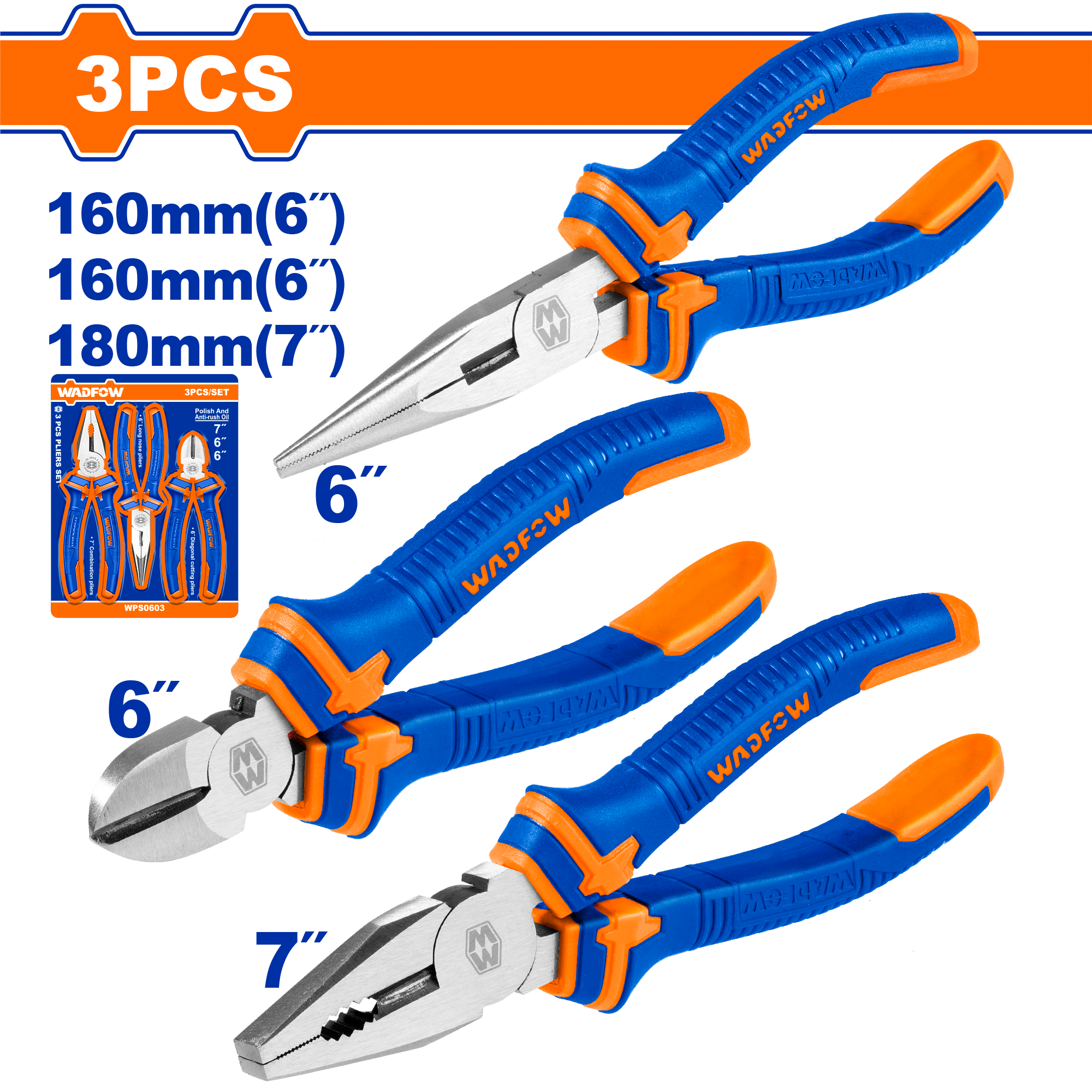 WPS0603.png Wadfow - 3 Piece Pliers Set - Image 1