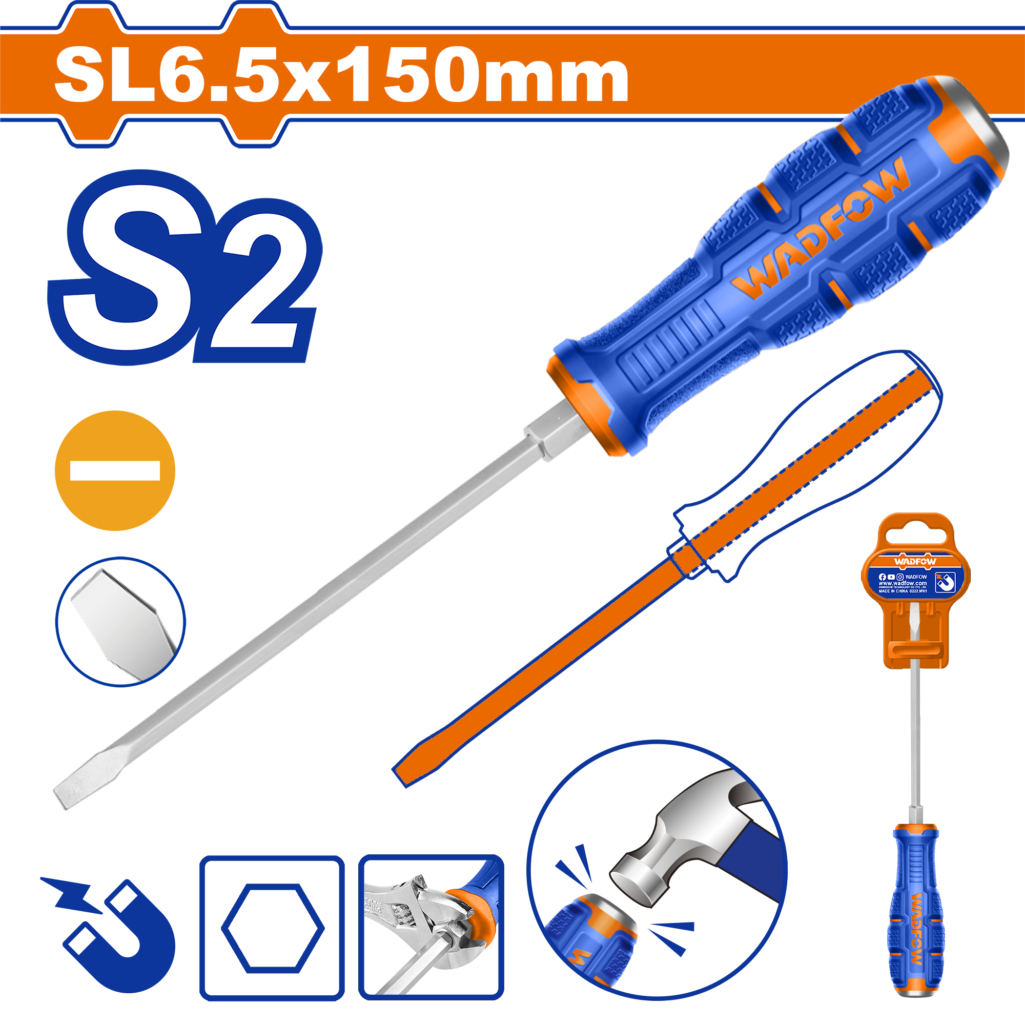 WQJ1266.png Wadfow - Slotted Go-Through Screwdriver - Image 1