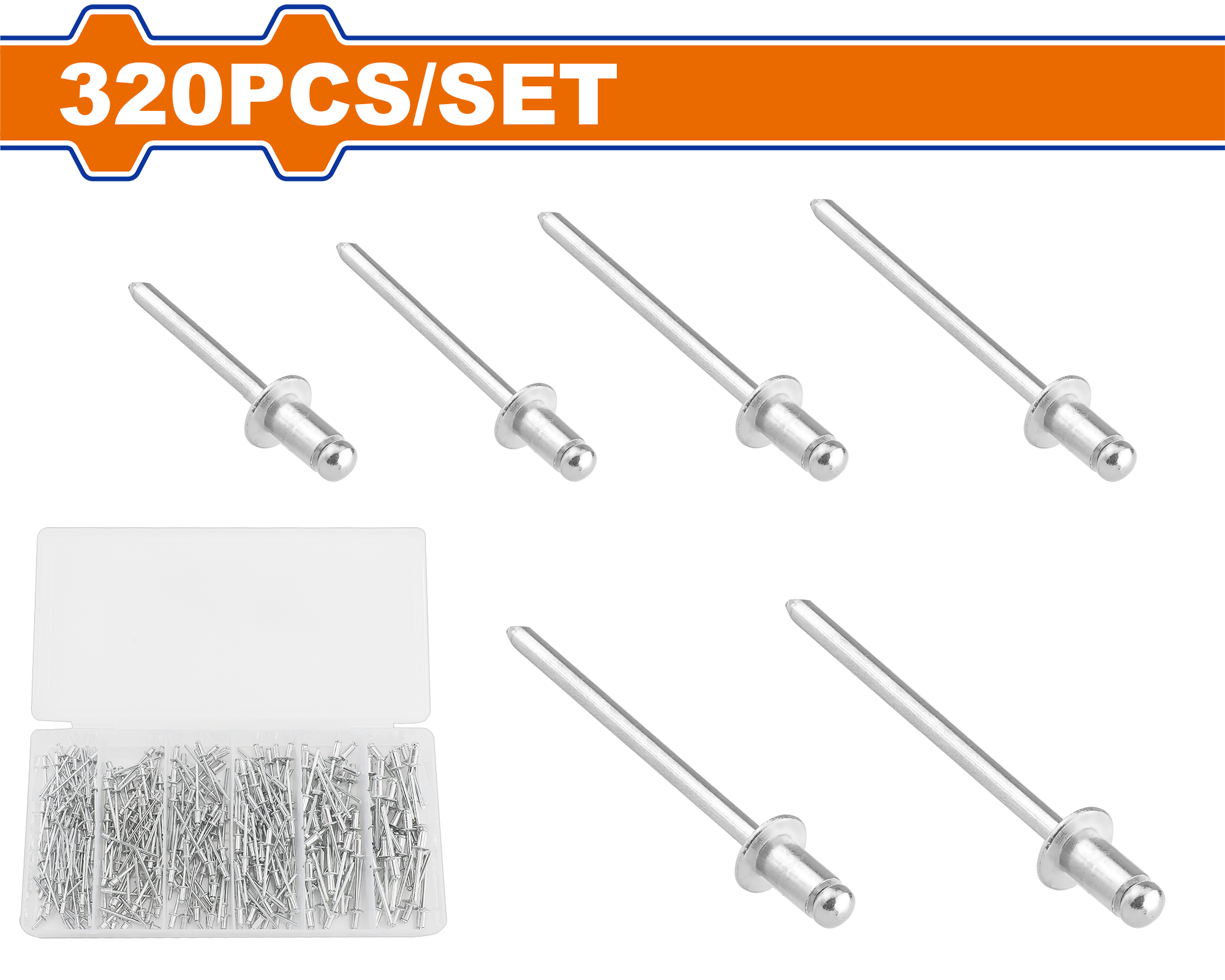 WREZ511.png Wadfow - 320 Piece Blind Rivets Set - Image 1