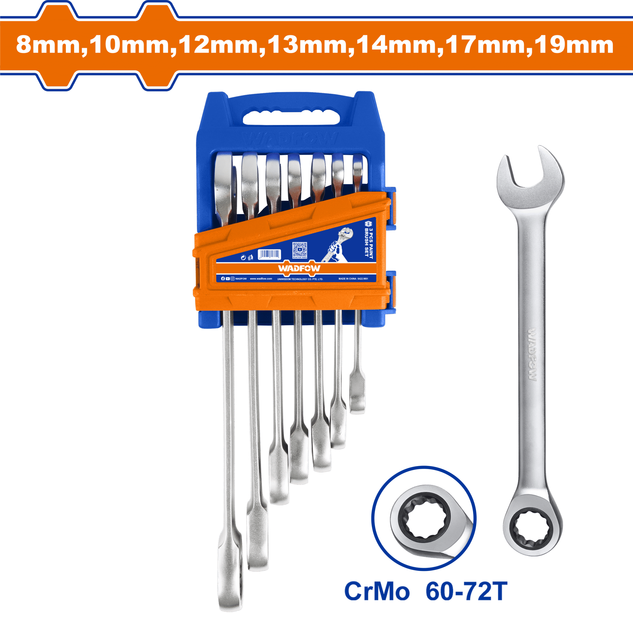 WSP4207.png Wadfow - 7 Piece Ratchet Spanner Set - Image 1