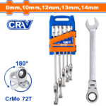 Wadfow - 5 Piece Flexible Ratchet Spanner Set