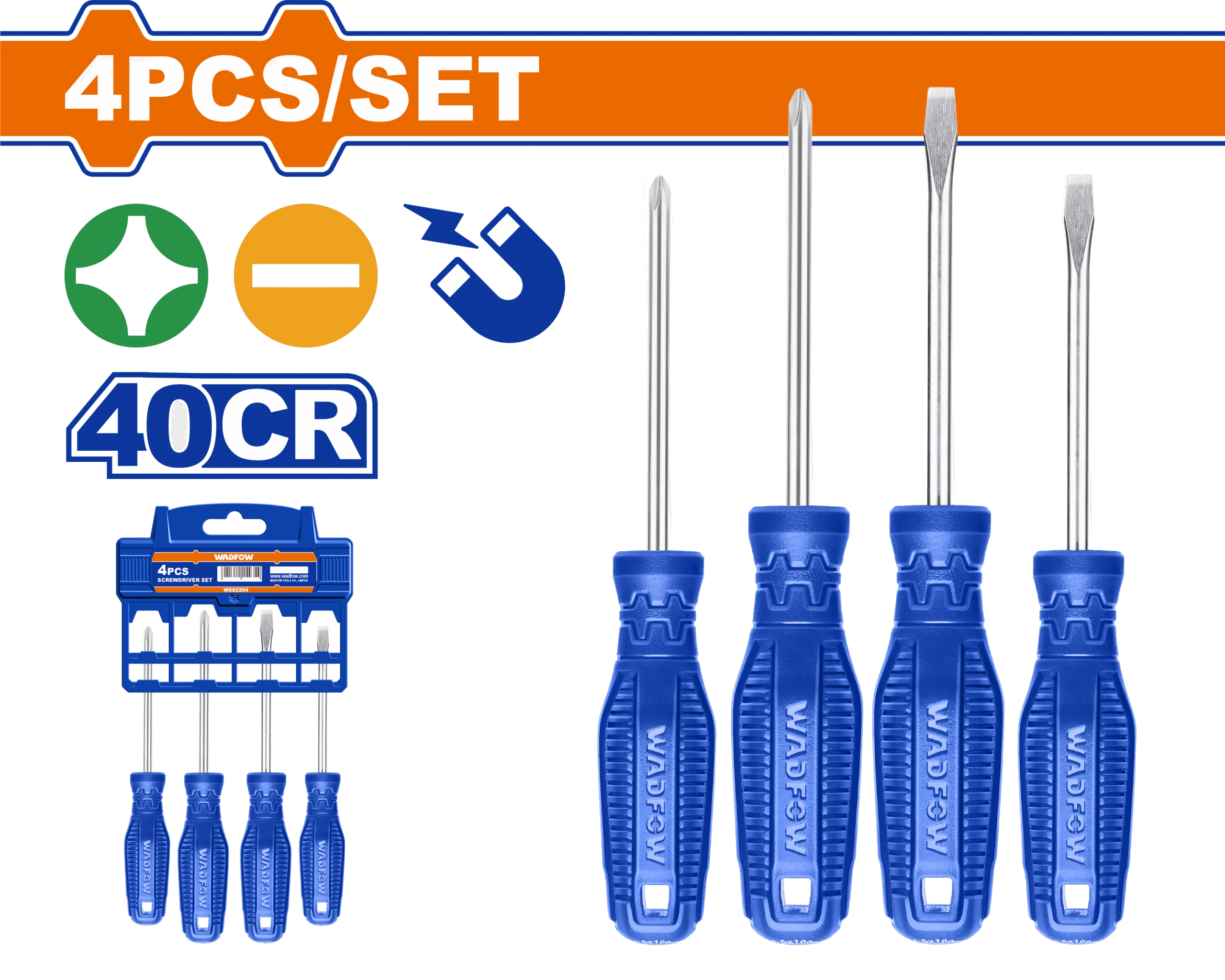 WSS2204.png Wadfow - 4 Piece Screwdriver Set - Image 1