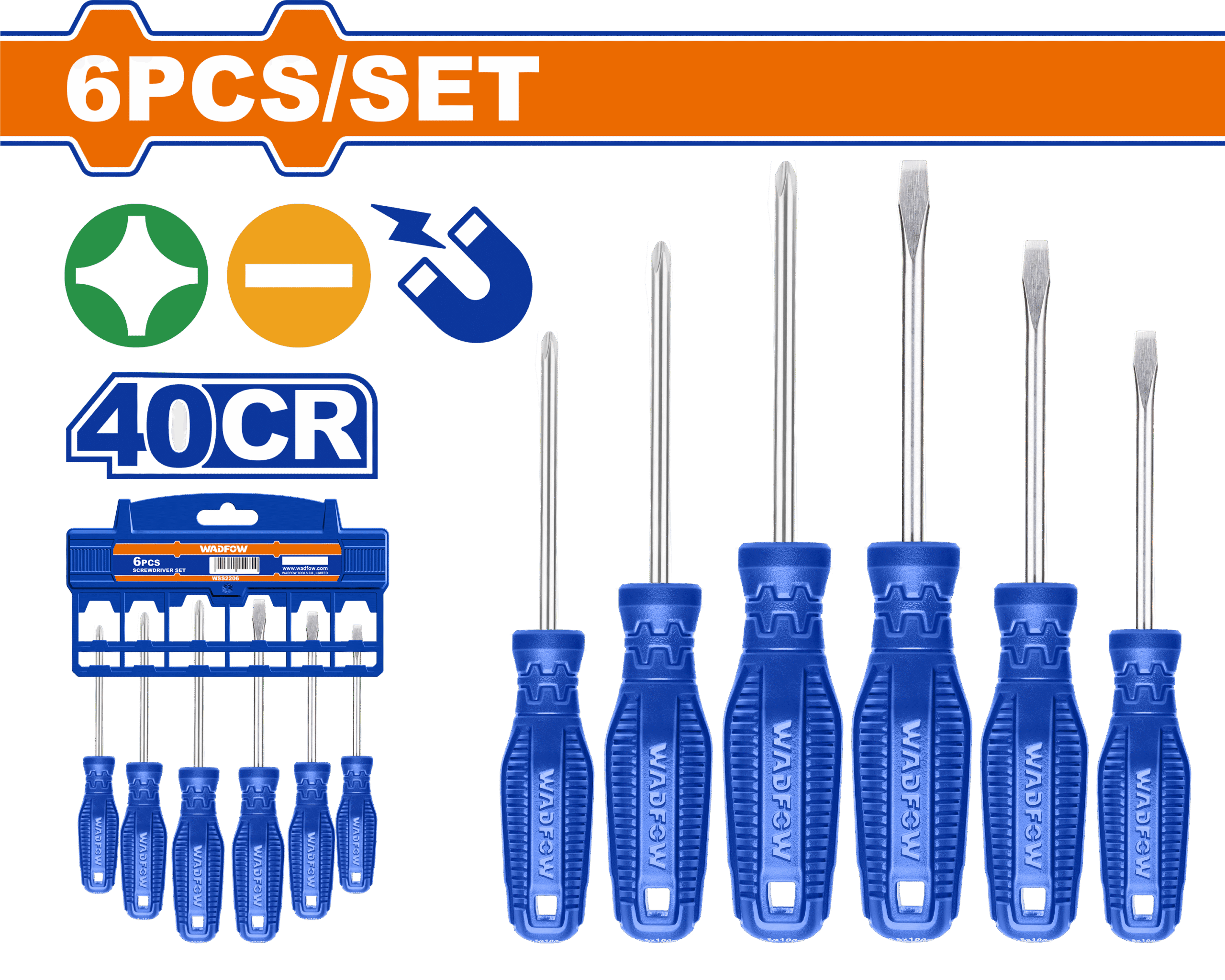 WSS2206.png Wadfow - 6 Piece Screwdriver Set - Image 1
