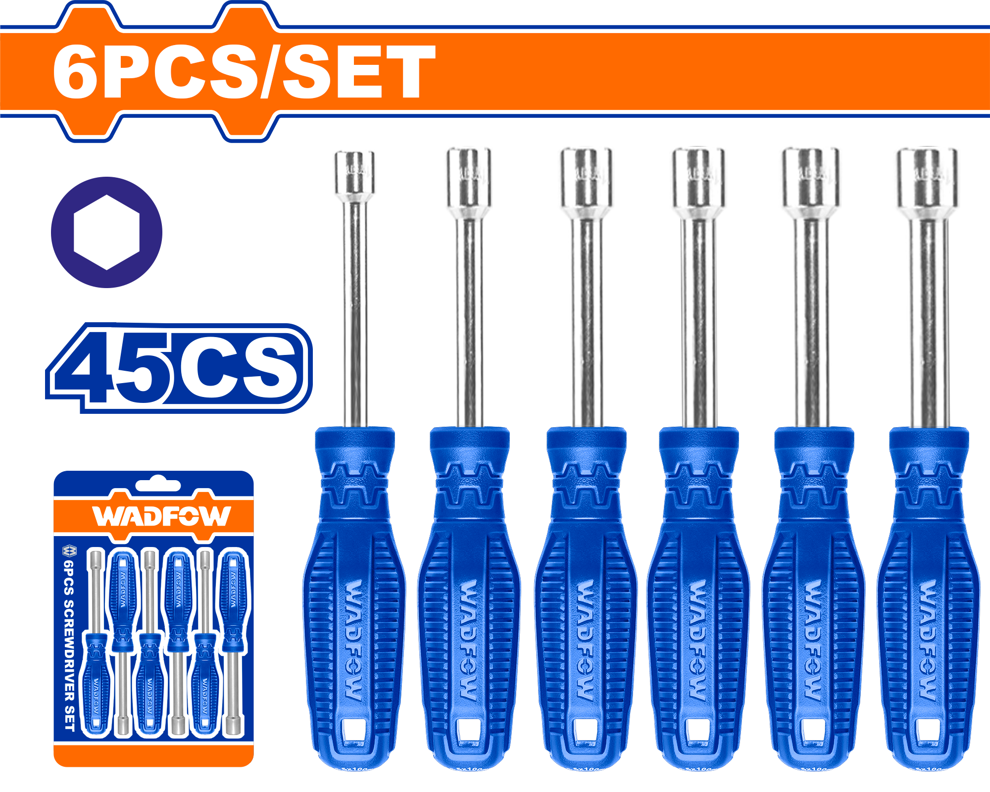 WSS24T6.png Wadfow - 6 Piece Nut Screwdriver Set - Image 1