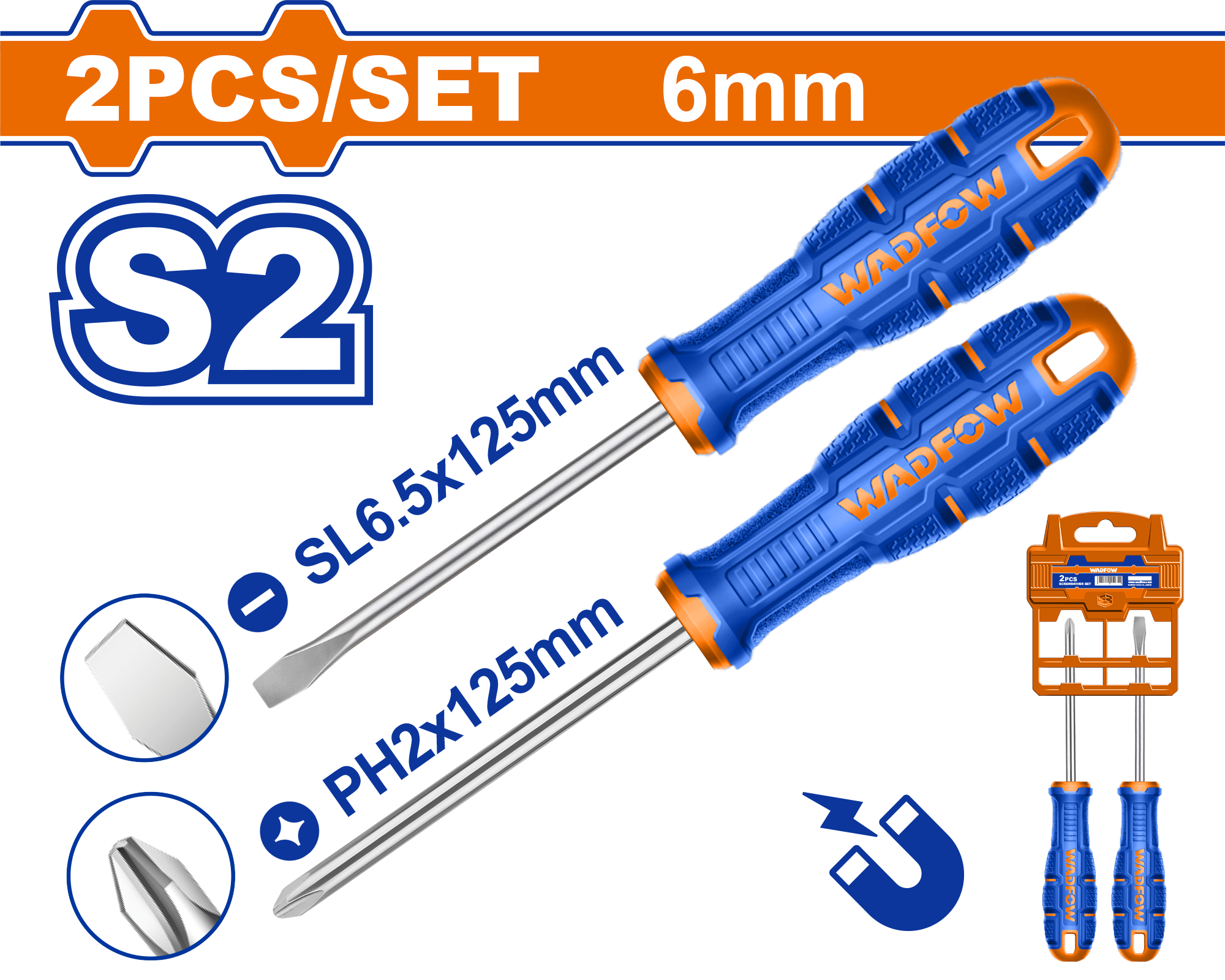 WSSA402.png Wadfow - 2 Piece Screwdriver Set - Image 1