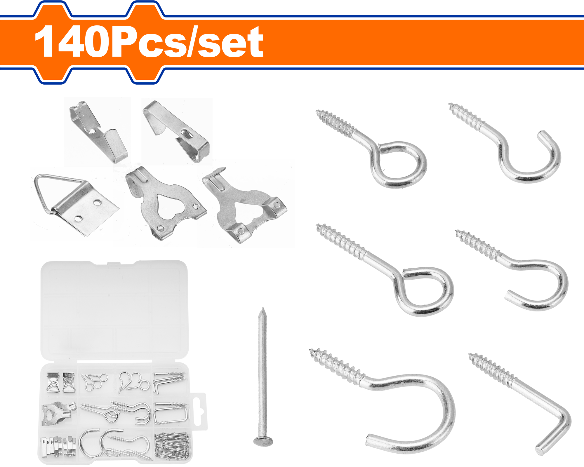 WVJ1B01.png Wadfow - 140 Piece Screw Hooks Kit - Image 1