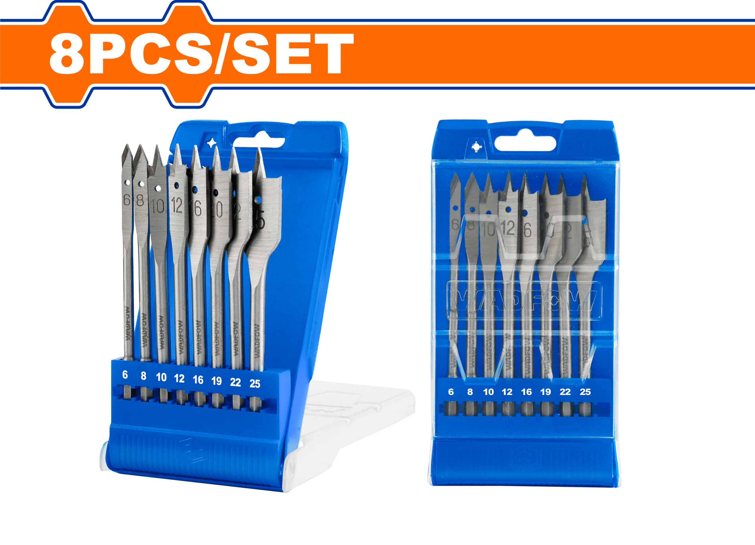 WWF6B08.png Wadfow - 8 Piece Flat Wood Drill Bits Set - Image 1