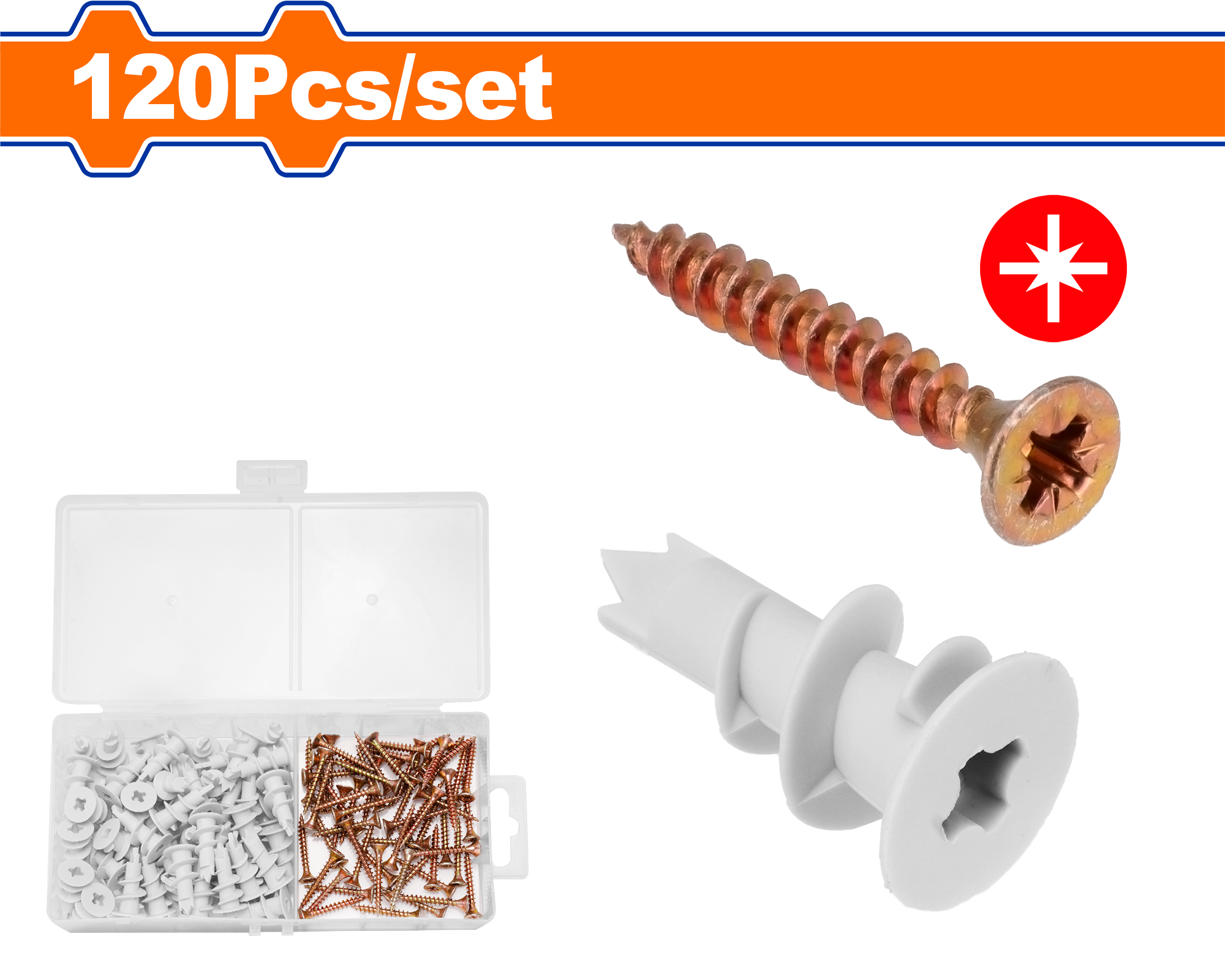 WXT1B01.png Wadfow - 120 Piece Chipboard Screw And Anchors - Image 1