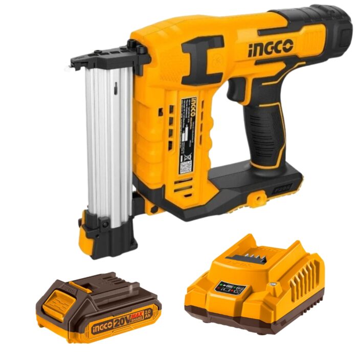 Ingco - Cordless Crown Stapler Nailer - 20V With Battery (2Ah) &Amp; Charger - Image 1