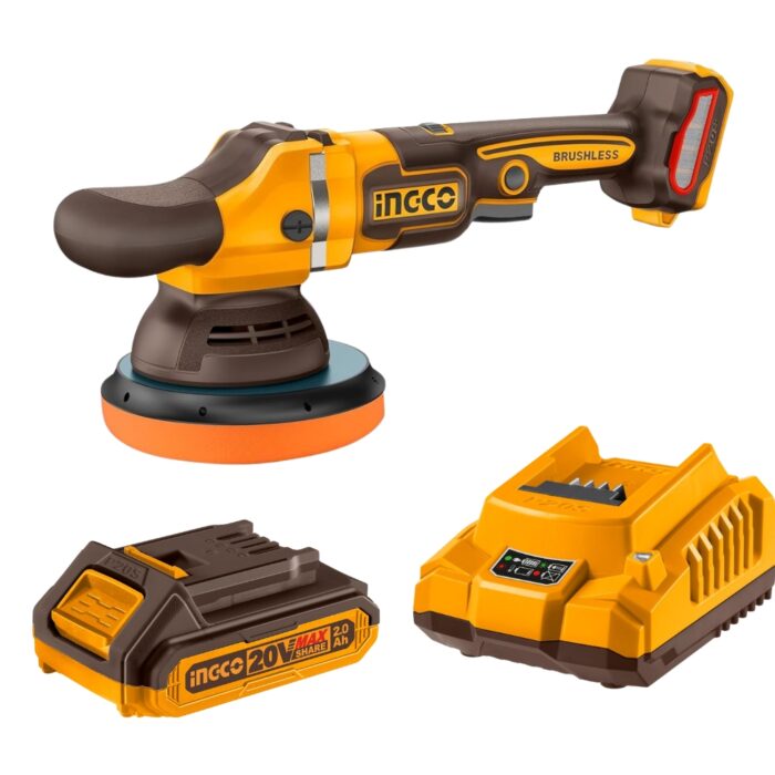 Ingco - Cordless Brushless Angle Polisher 150mm with Battery 2.Ah & Charger - Image 1