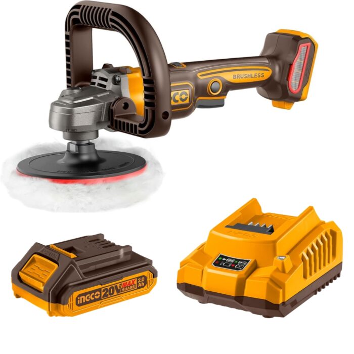 Ingco - Cordless Brushless Angle Polisher (20V) With 2.Ah Battery &Amp; Charger - Image 1