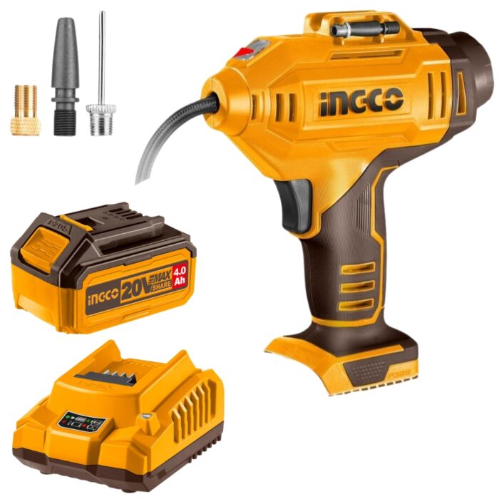 Ingco - Cordless Auto Air Compressor With 4Ah Battery &Amp; Charger - Image 1
