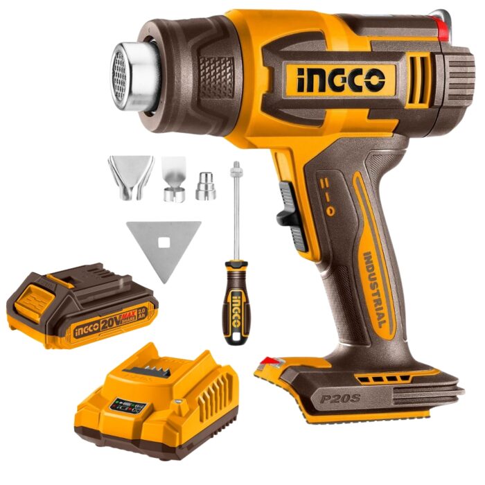 Ingco - Cordless Heat Gun with LCD Display with 2.0Ah Battery & Charger - Image 1