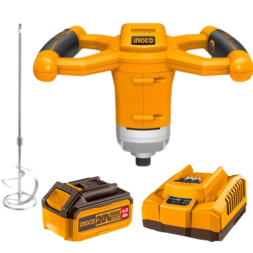 100692542.jpg Ingco - Cordless Paint Mixer (20V) with 4.0Ah Battery & Charger - Image 1