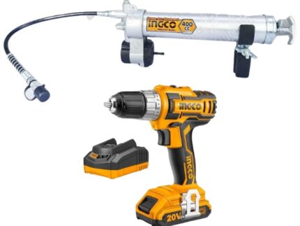 Ingco-Grease Gun Attachment With Cordless Drill, Charger and Battery Combo