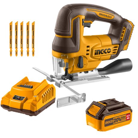 102726702.jpg INGCO - Cordless Jigsaw Incl 5 Blades With 4.0Ah Battery &Amp; Charger - Image 1